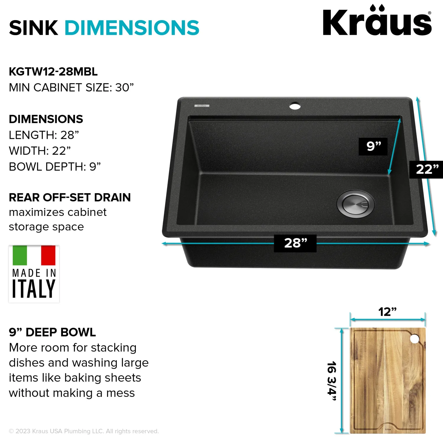 Best 28” Drop-In Granite Composite Workstation Kitchen Sink in Metallic Black Drop-In / Top Mount Sinks|Single Bowl Sinks