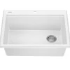Discount 28” Drop-In Granite Composite Workstation Kitchen Sink in White Drop-In / Top Mount Sinks|Single Bowl Sinks