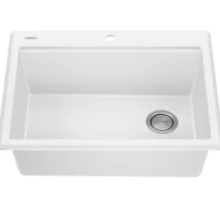 Discount 28” Drop-In Granite Composite Workstation Kitchen Sink in White Drop-In / Top Mount Sinks|Single Bowl Sinks