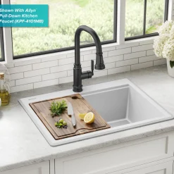 Discount 28” Drop-In Granite Composite Workstation Kitchen Sink in White Drop-In / Top Mount Sinks|Single Bowl Sinks