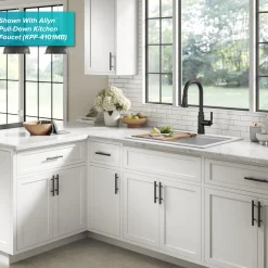 Discount 28” Drop-In Granite Composite Workstation Kitchen Sink in White Drop-In / Top Mount Sinks|Single Bowl Sinks