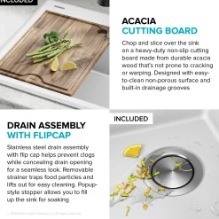 Discount 28” Drop-In Granite Composite Workstation Kitchen Sink in White Drop-In / Top Mount Sinks|Single Bowl Sinks