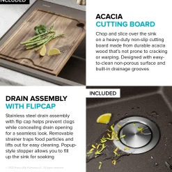 28” Drop-In Granite Composite Workstation Kitchen Sink in Metallic Brown Drop-In / Top Mount Sinks|Single Bowl Sinks