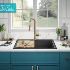 28” Drop-In Granite Composite Workstation Kitchen Sink in Metallic Brown Drop-In / Top Mount Sinks|Single Bowl Sinks