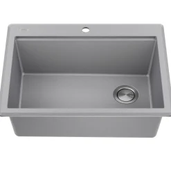 New 28” Drop-In Granite Composite Workstation Kitchen Sink in Metallic Grey Drop-In / Top Mount Sinks|Single Bowl Sinks