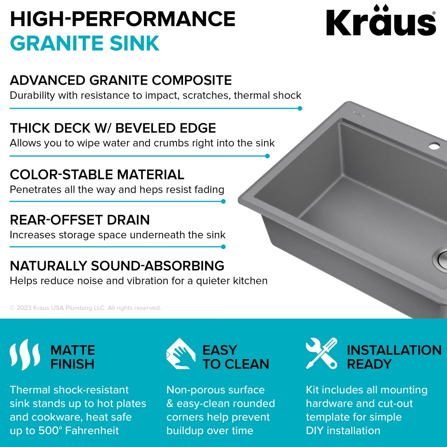 New 28” Drop-In Granite Composite Workstation Kitchen Sink in Metallic Grey Drop-In / Top Mount Sinks|Single Bowl Sinks