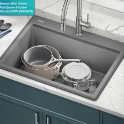 New 28” Drop-In Granite Composite Workstation Kitchen Sink in Metallic Grey Drop-In / Top Mount Sinks|Single Bowl Sinks