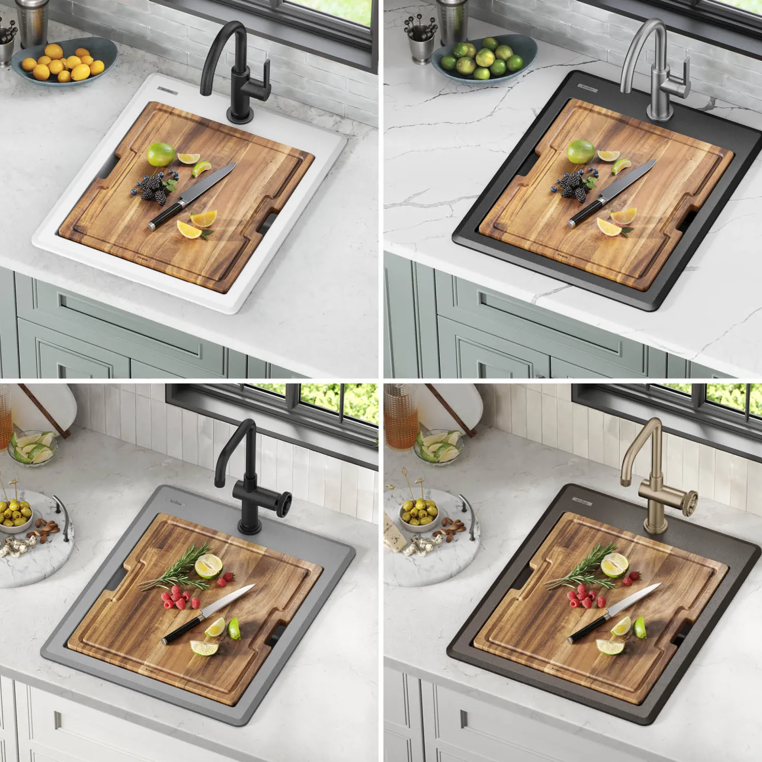 Online 18” Drop-In Granite Composite Workstation Kitchen Bar Sink in Metallic Black Bar / Prep Sinks|Workstation Sinks