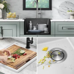 Sale 18” Drop-In Granite Composite Workstation Kitchen Bar Sink in White Bar / Prep Sinks|Workstation Sinks