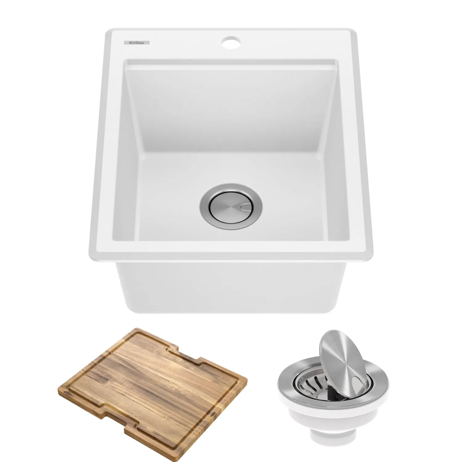 Sale 18” Drop-In Granite Composite Workstation Kitchen Bar Sink in White Bar / Prep Sinks|Workstation Sinks