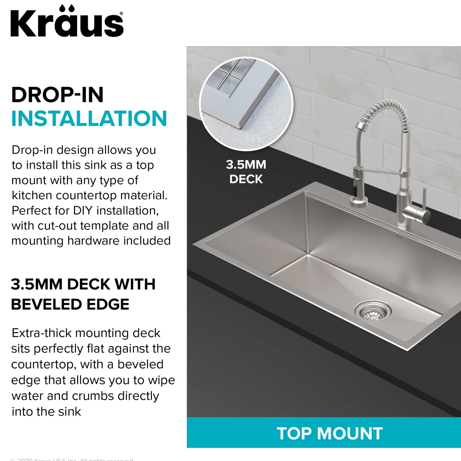 32" Drop in Workstation Kitchen Sink Drop-In / Top Mount Sinks|Sinks For Tight Spaces