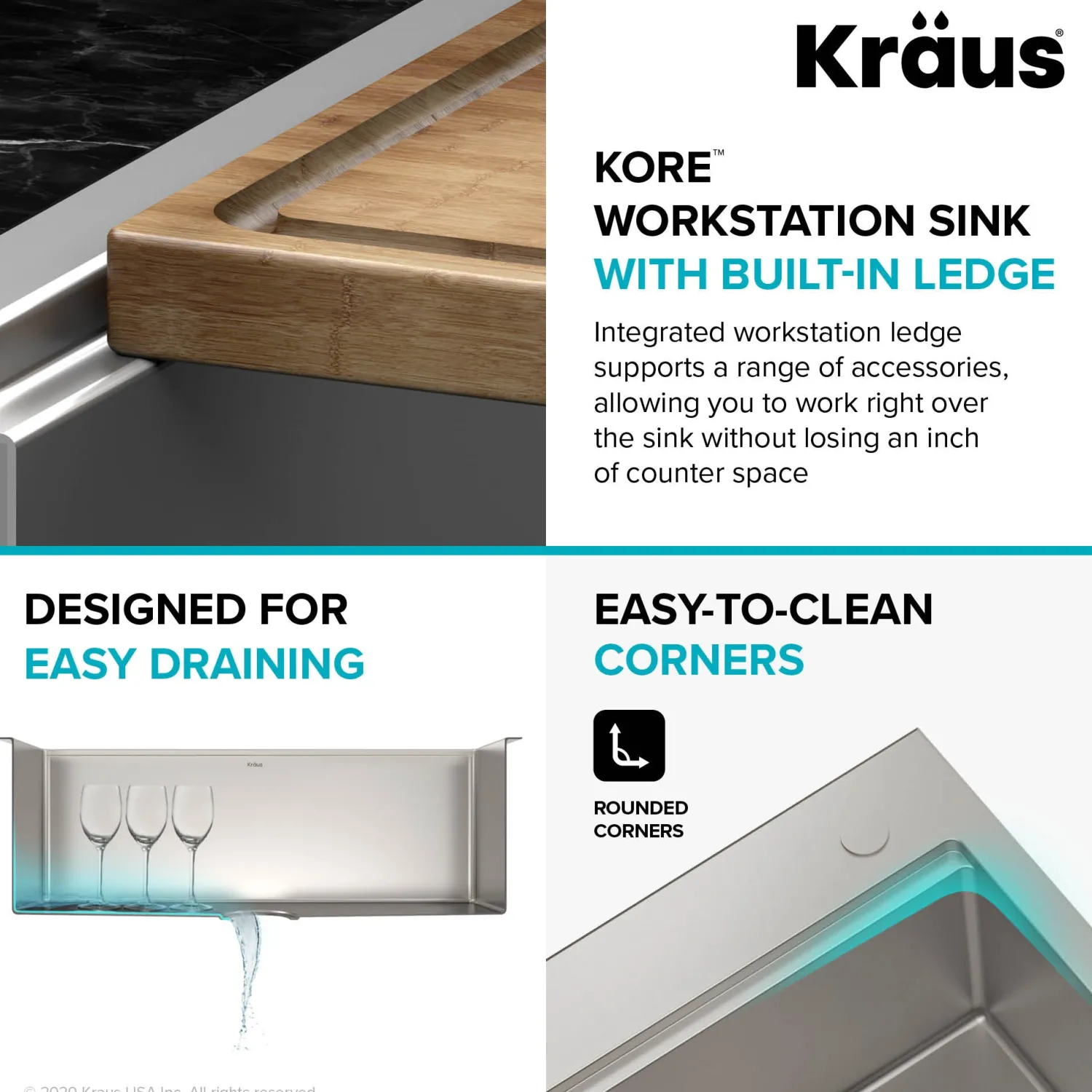 32" Drop in Workstation Kitchen Sink Drop-In / Top Mount Sinks|Sinks For Tight Spaces