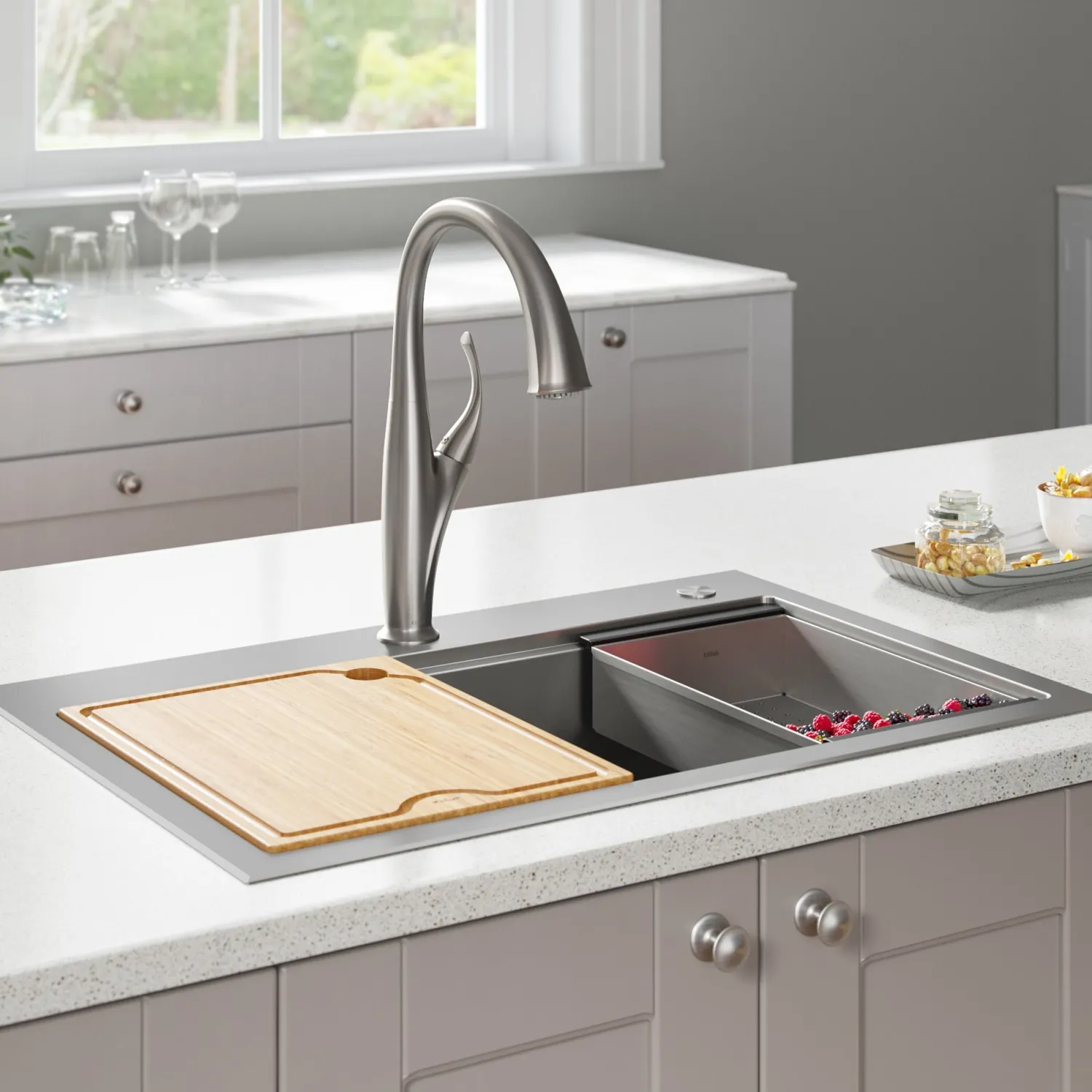 32" Drop in Workstation Kitchen Sink Drop-In / Top Mount Sinks|Sinks For Tight Spaces