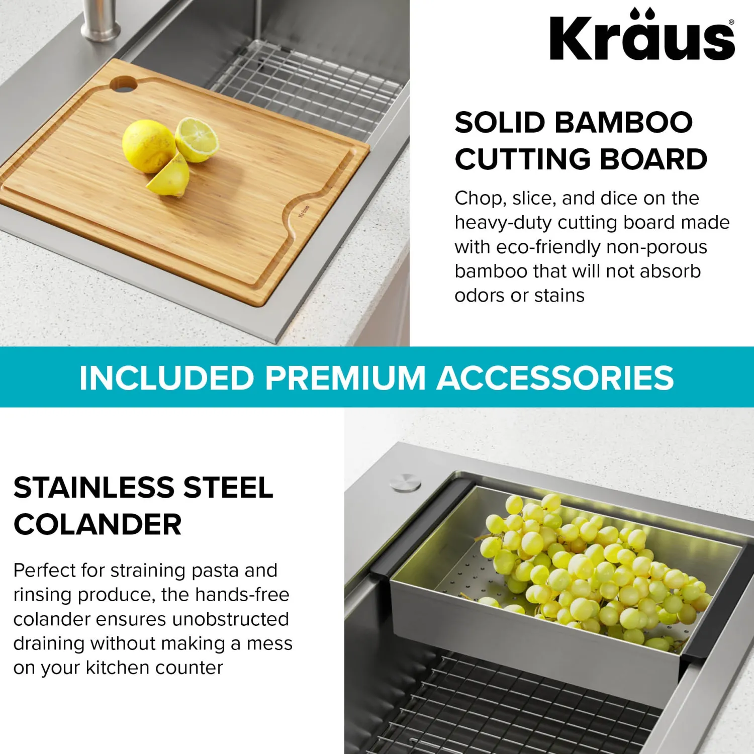 32" Drop in Workstation Kitchen Sink Drop-In / Top Mount Sinks|Sinks For Tight Spaces