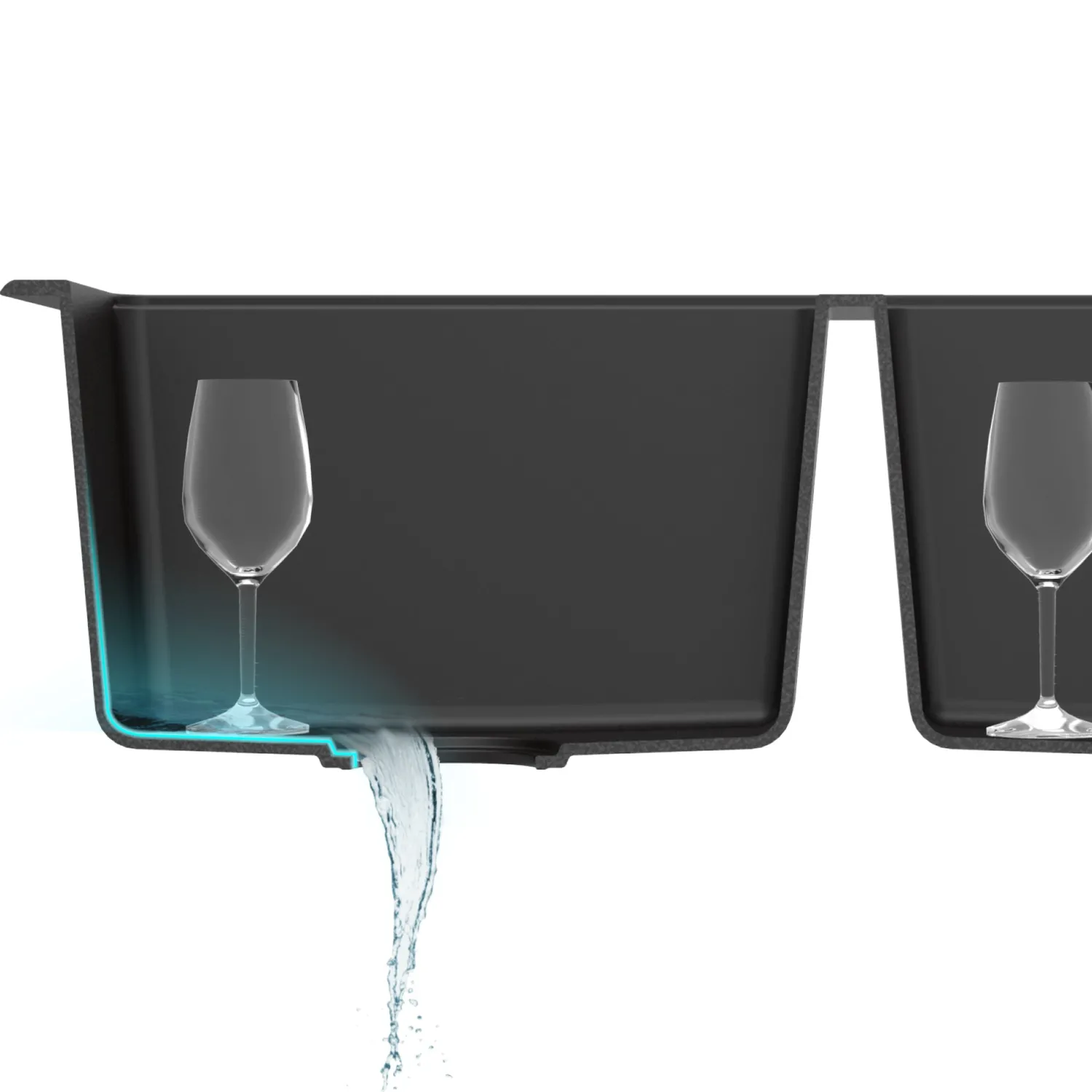 Outlet 33" Dual Mount 50/50 Double Bowl Black Onyx Granite Kitchen Sink Drop-In / Top Mount Sinks|Double Bowl Sinks