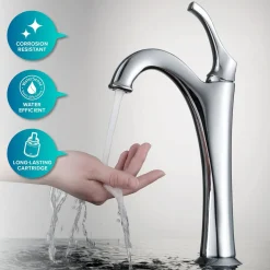 Clearance Elavo 19-Inch Modern Rectangular White Porcelain Ceramic Bathroom Vessel Sink and Arlo Faucet Combo Set with Pop-Up Drain Sink And Faucet Combos|Above Counter / Vessel Sinks