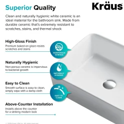 Clearance Elavo 19-Inch Modern Rectangular White Porcelain Ceramic Bathroom Vessel Sink and Arlo Faucet Combo Set with Pop-Up Drain Sink And Faucet Combos|Above Counter / Vessel Sinks