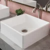 Hot Elavo 15-Inch Square White Porcelain Ceramic Bathroom Vessel Sink and Arlo Faucet Combo Set with Pop-Up Drain Sink And Faucet Combos|Above Counter / Vessel Sinks