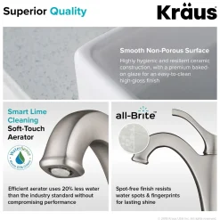 Hot Elavo 15-Inch Square White Porcelain Ceramic Bathroom Vessel Sink and Arlo Faucet Combo Set with Pop-Up Drain Sink And Faucet Combos|Above Counter / Vessel Sinks