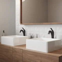 Hot Elavo 15-Inch Square White Porcelain Ceramic Bathroom Vessel Sink and Arlo Faucet Combo Set with Pop-Up Drain Sink And Faucet Combos|Above Counter / Vessel Sinks