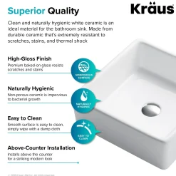 Hot Elavo 15-Inch Square White Porcelain Ceramic Bathroom Vessel Sink and Arlo Faucet Combo Set with Pop-Up Drain Sink And Faucet Combos|Above Counter / Vessel Sinks