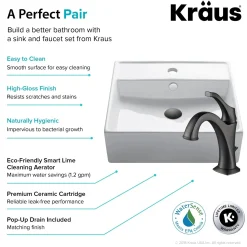 Outlet Elavo 18 1/2-Inch Square White Porcelain Ceramic Bathroom Vessel Sink with Overflow and Arlo Faucet Combo Set with Lift Rod Drain Sink And Faucet Combos|Above Counter / Vessel Sinks