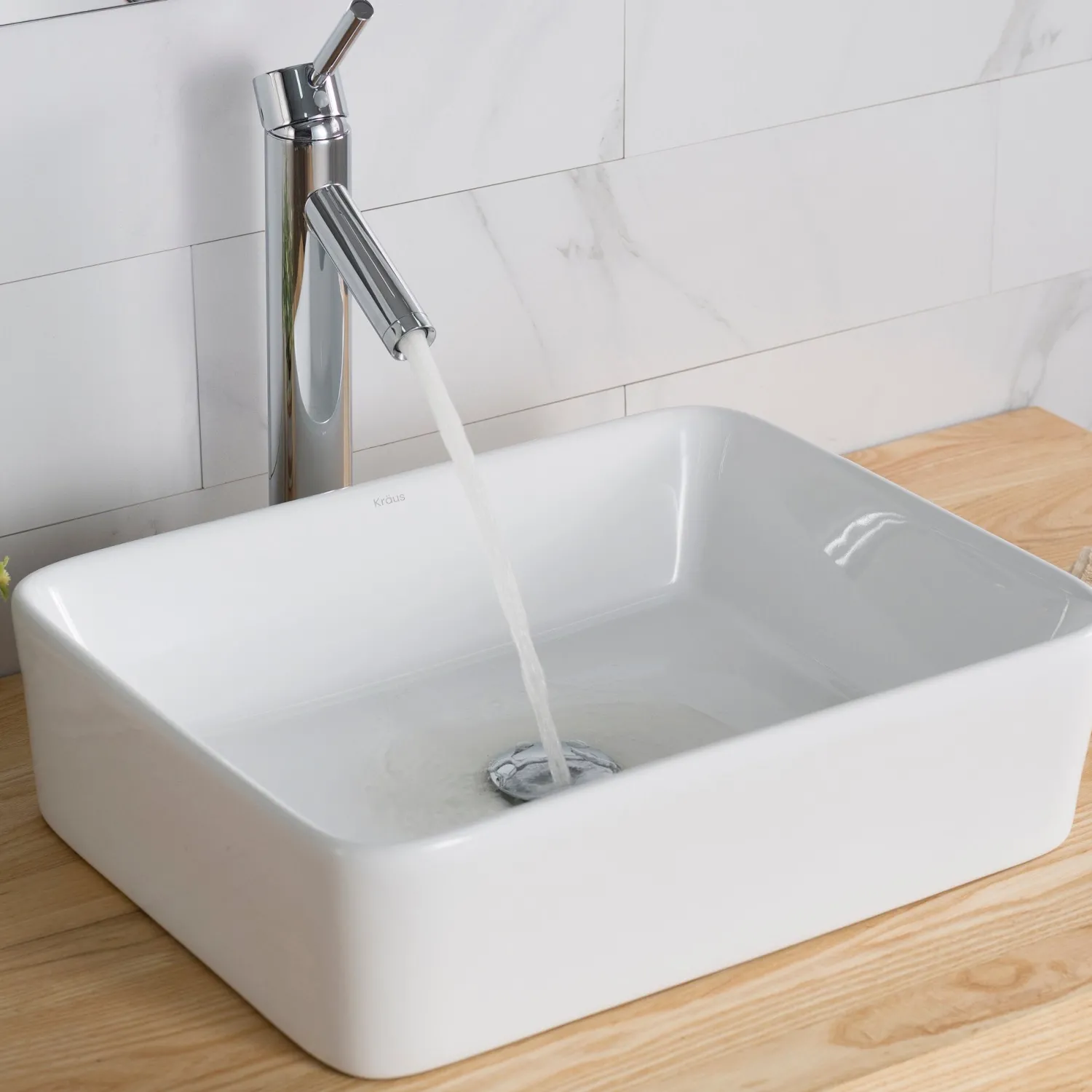 New Elavo Modern Rectangular Vessel White Porcelain Bathroom Sink, 19 " (2-Pack) Semi-Recessed Sinks