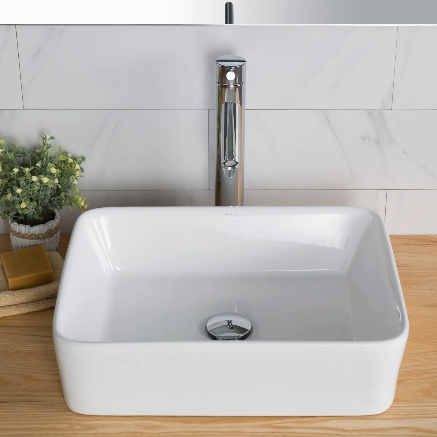 New Elavo Modern Rectangular Vessel White Porcelain Bathroom Sink, 19 " (2-Pack) Semi-Recessed Sinks