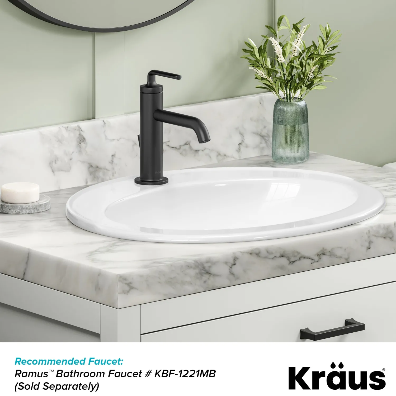 Online Elavo 22" Oval Porcelain Drop In Bathroom Sink in White Drop-In / Top Mount Sinks