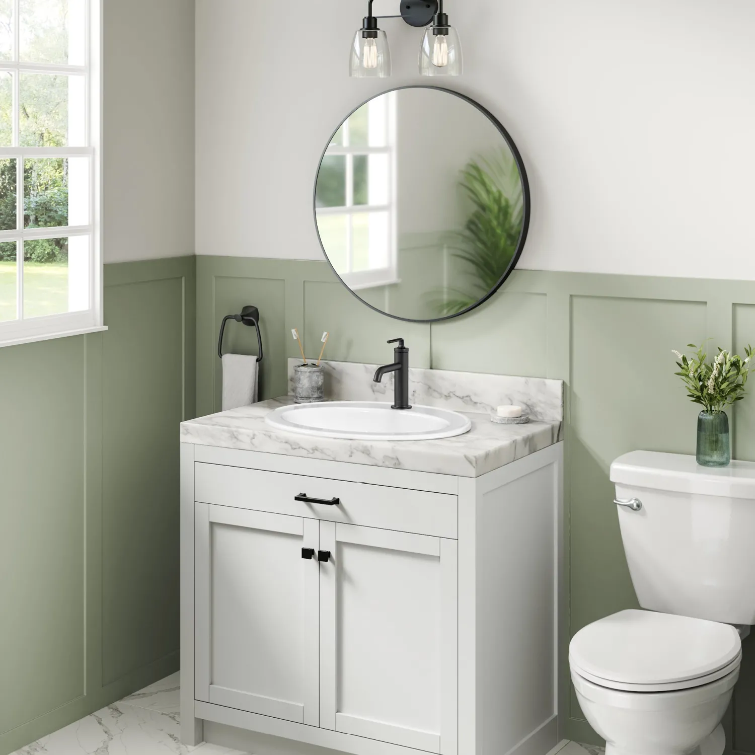 Online Elavo 22" Oval Porcelain Drop In Bathroom Sink in White Drop-In / Top Mount Sinks