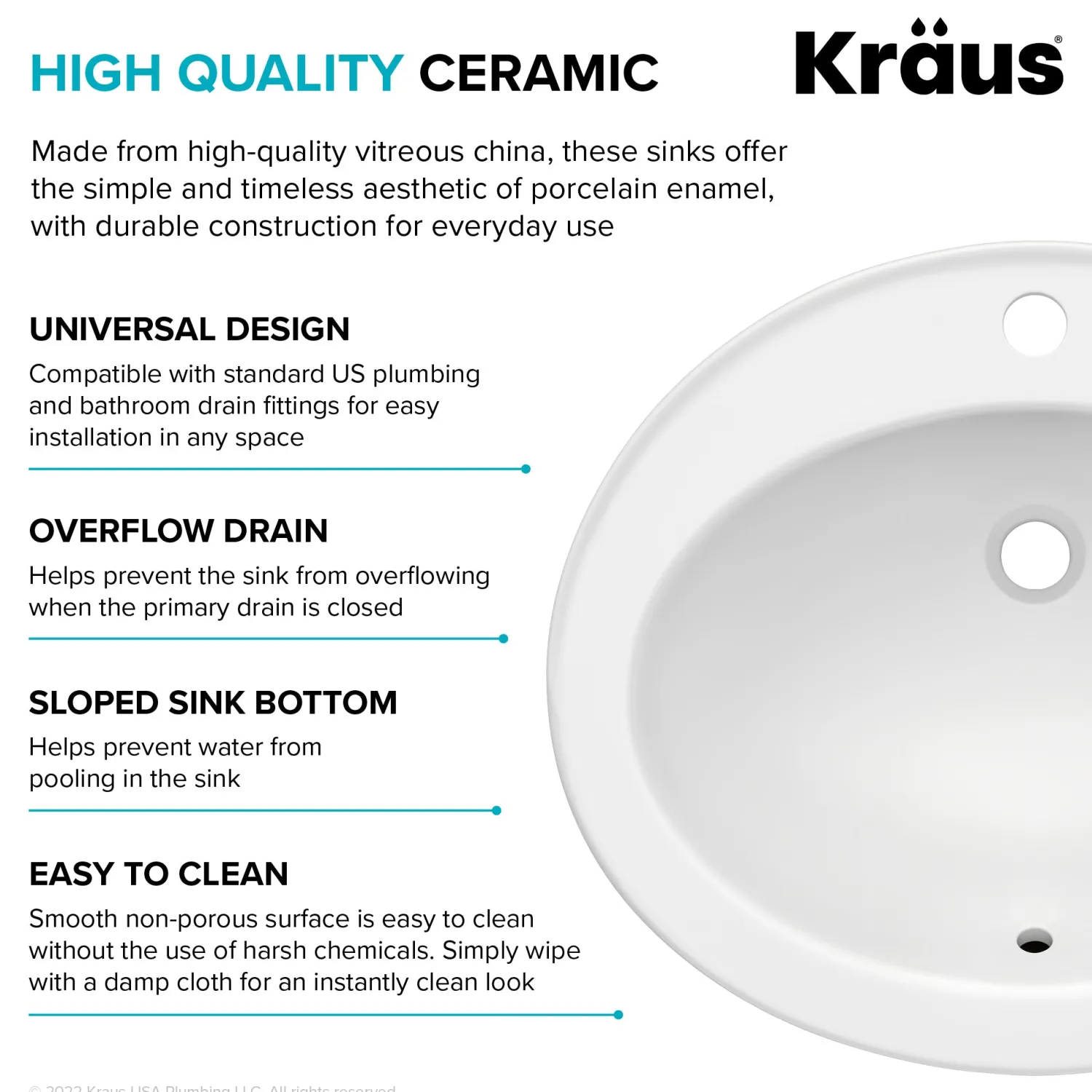 Online Elavo 22" Oval Porcelain Drop In Bathroom Sink in White Drop-In / Top Mount Sinks