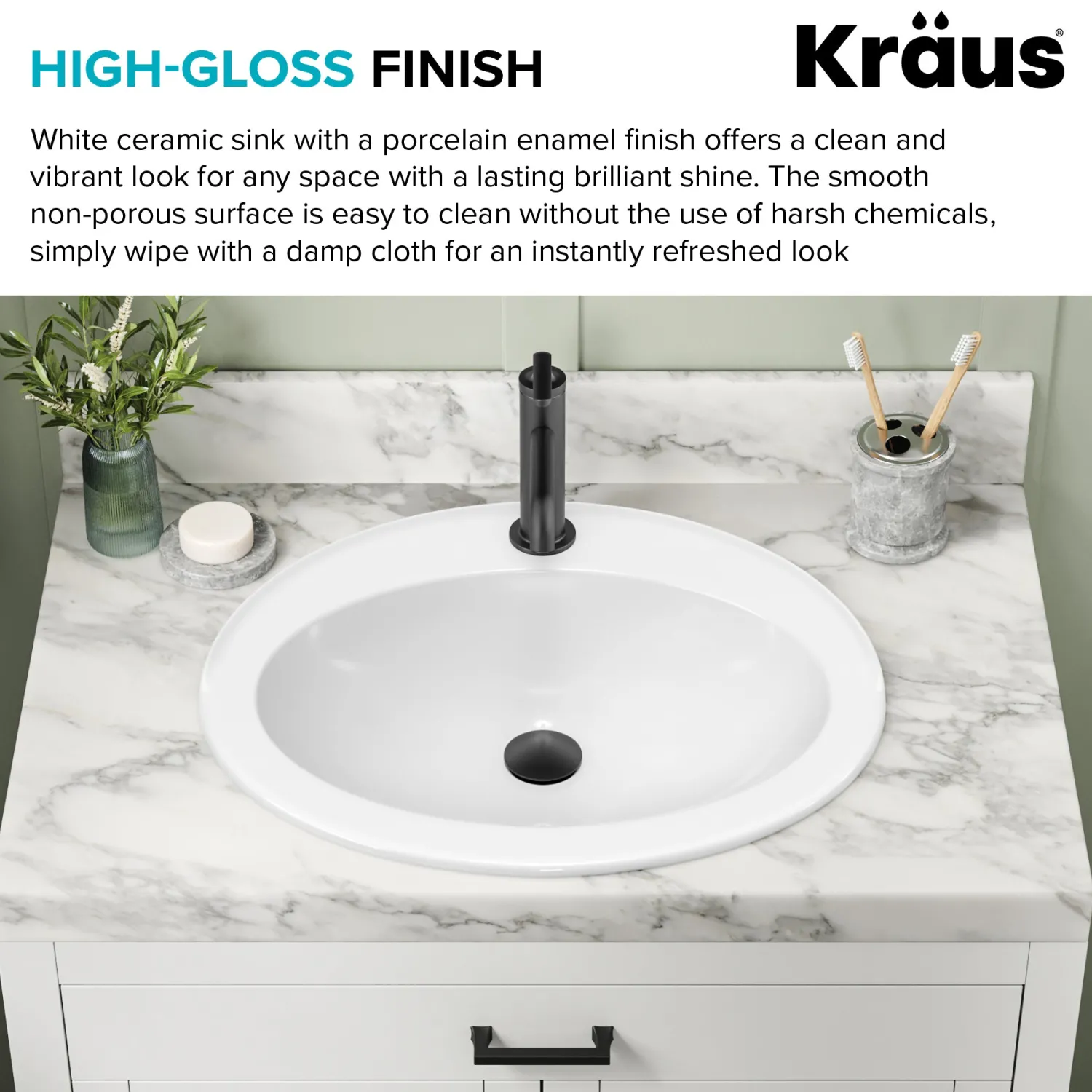 Online Elavo 22" Oval Porcelain Drop In Bathroom Sink in White Drop-In / Top Mount Sinks