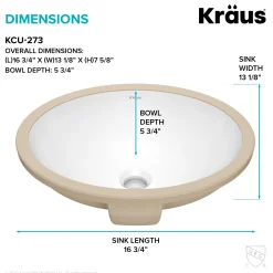 Hot Elavo 16-3/4" Oval Porcelain Undermount Bathroom Sink in White Undermount