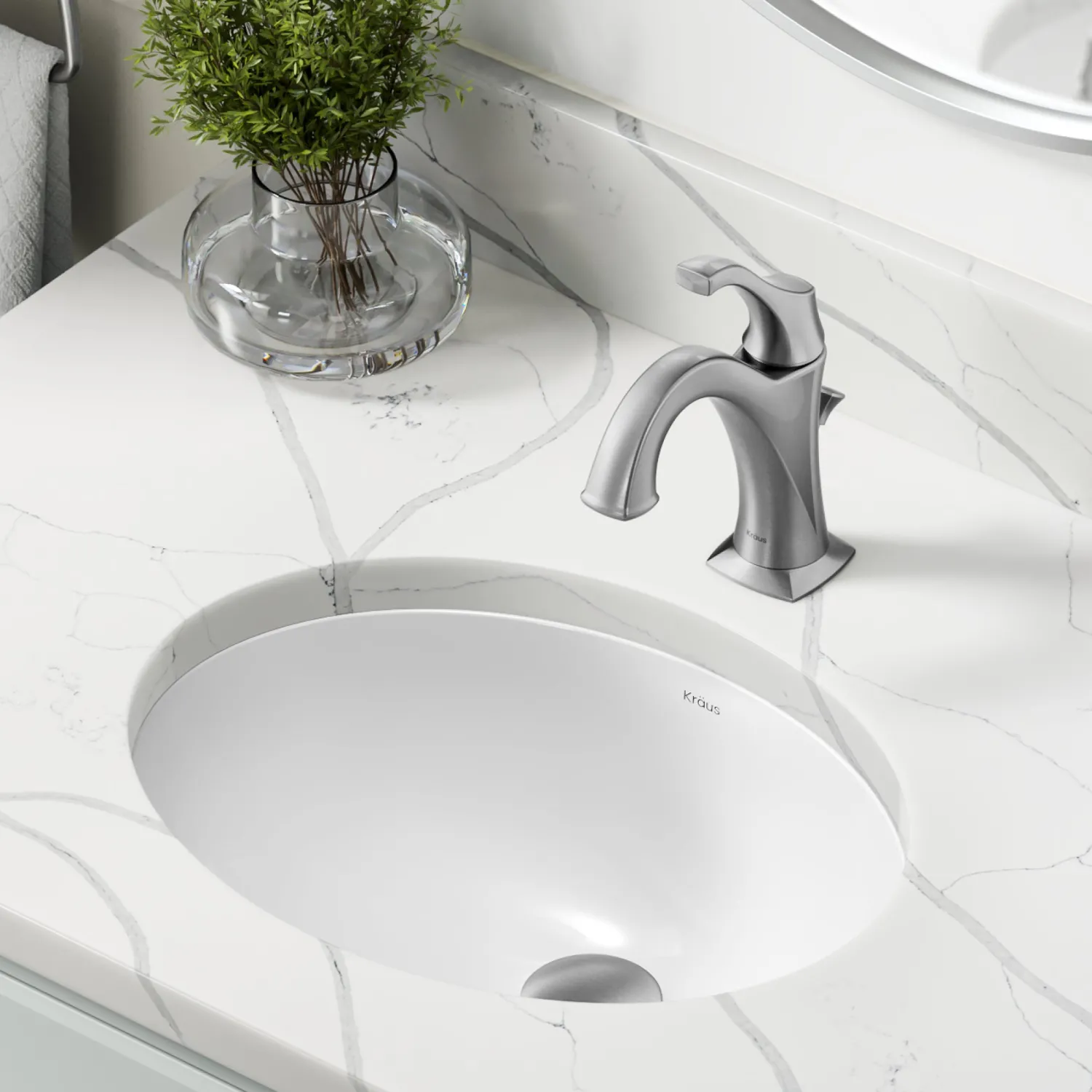 Hot Elavo 16-3/4" Oval Porcelain Undermount Bathroom Sink in White Undermount