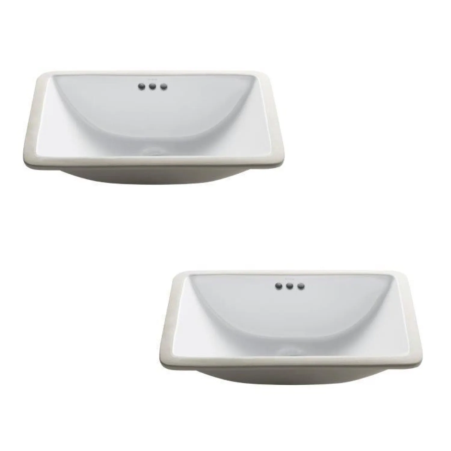 Online Elavo 21" Rectangular Undermount White Porcelain Bathroom Sink with Overflow (2-Pack) Undermount