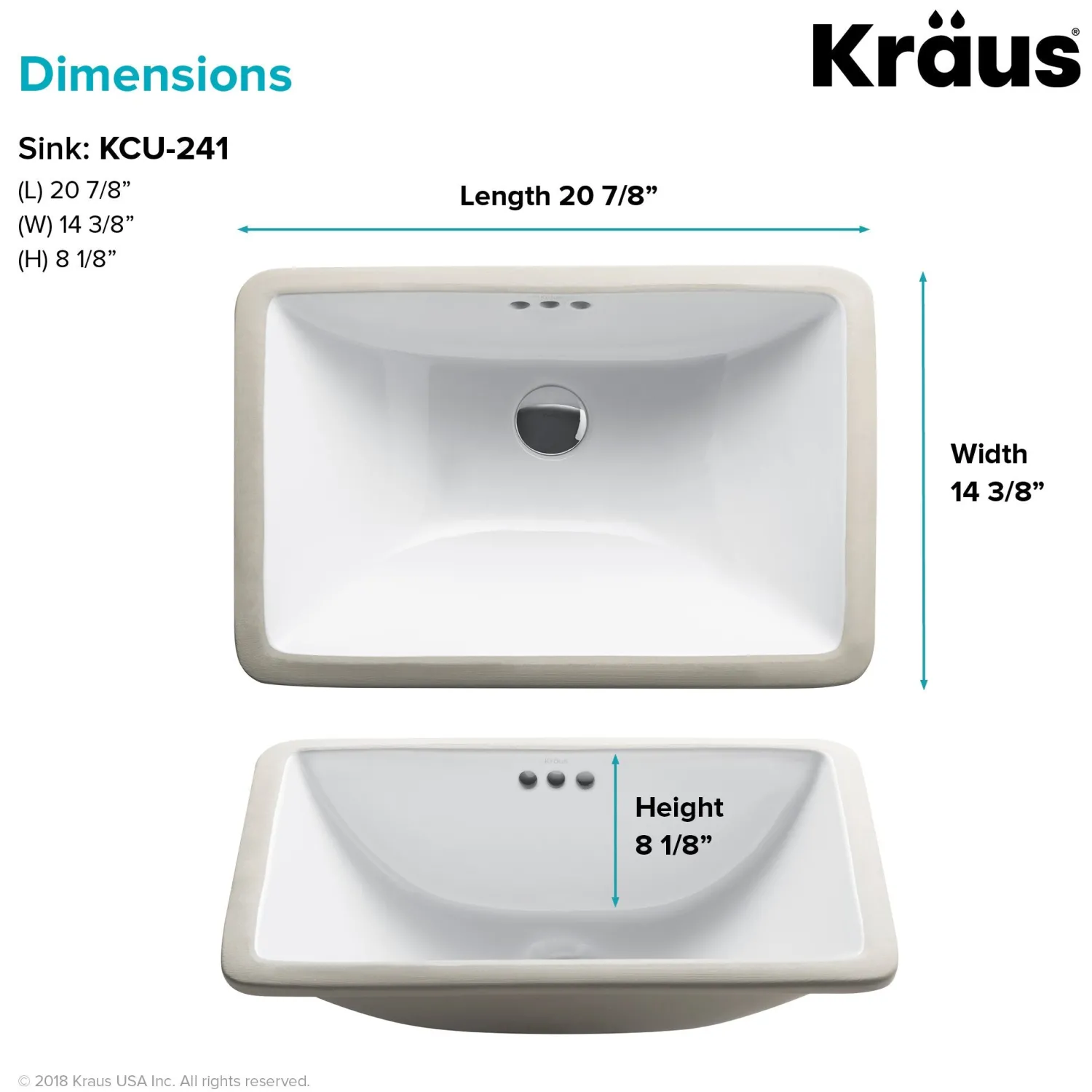 Online Elavo 21" Rectangular Undermount White Porcelain Bathroom Sink with Overflow (2-Pack) Undermount