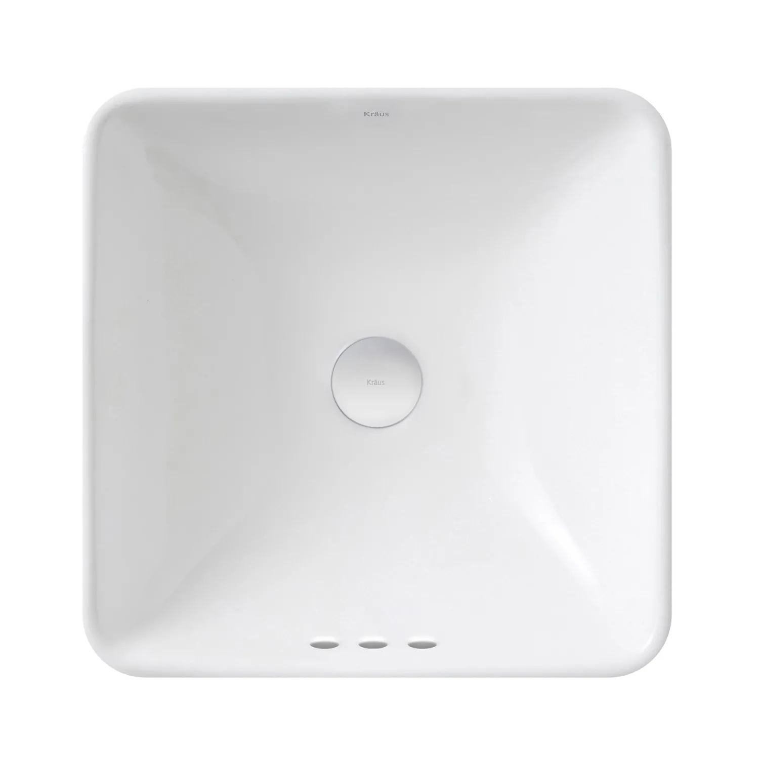 Clearance Elavo Series Square Ceramic Semi-Recessed Bathroom Sink in White with Overflow Semi-Recessed Sinks