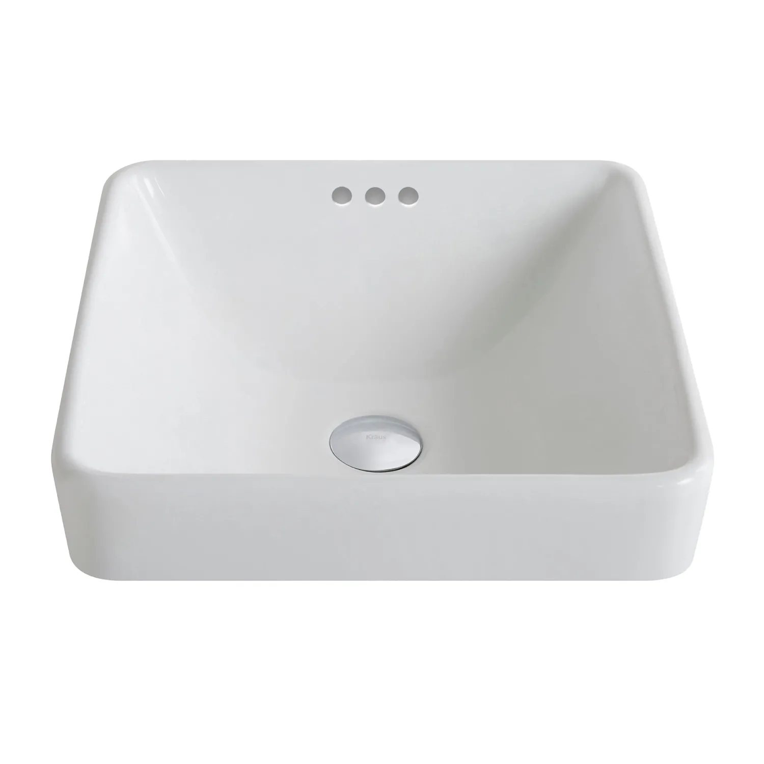 Clearance Elavo Series Square Ceramic Semi-Recessed Bathroom Sink in White with Overflow Semi-Recessed Sinks