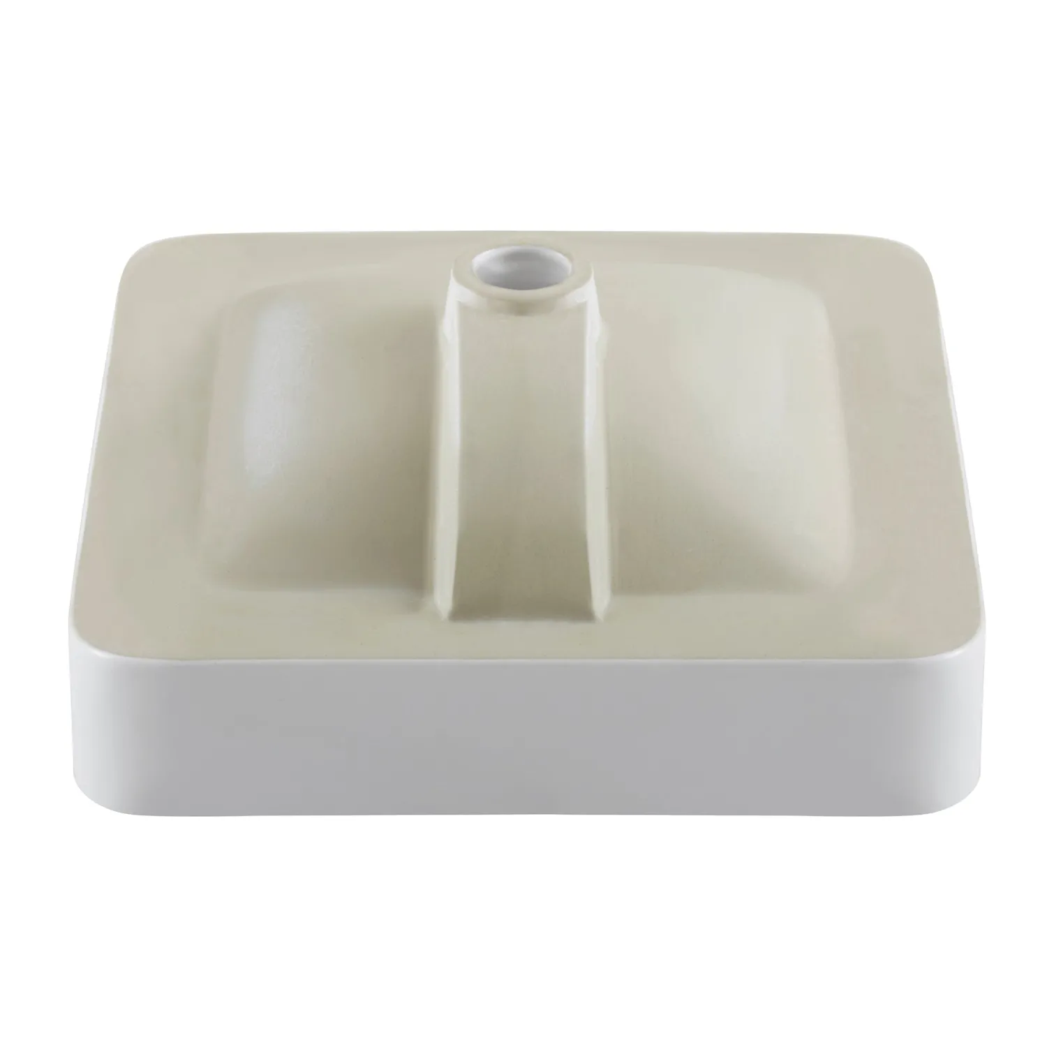 Clearance Elavo Series Square Ceramic Semi-Recessed Bathroom Sink in White with Overflow Semi-Recessed Sinks