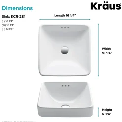 Best Elavo Series Square Ceramic Semi-Recessed Bathroom Sink in White with Overflow Semi-Recessed Sinks
