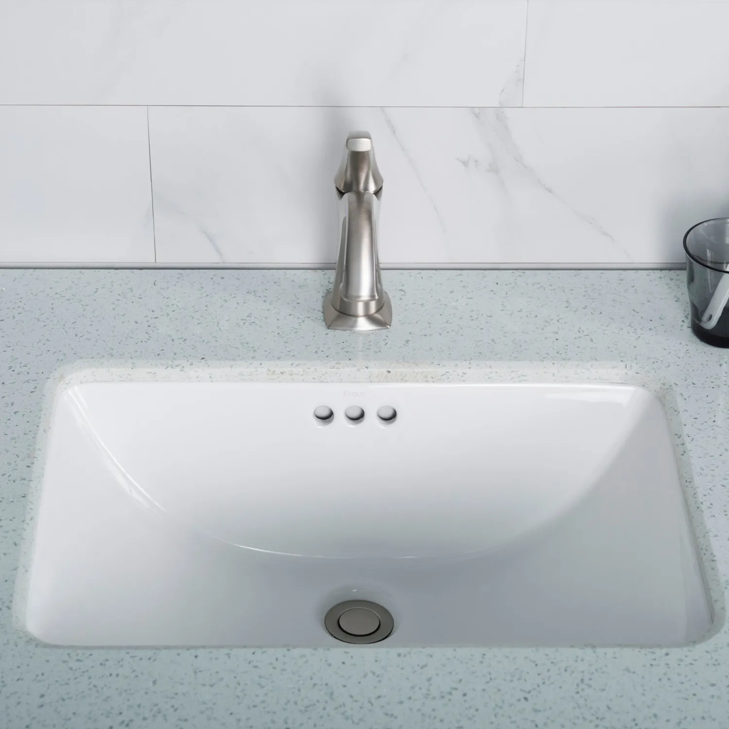 Sale Elavo Small Rectangular Ceramic Undermount Bathroom Sink in White with Overflow Undermount