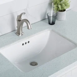 Sale Elavo Small Rectangular Ceramic Undermount Bathroom Sink in White with Overflow Undermount