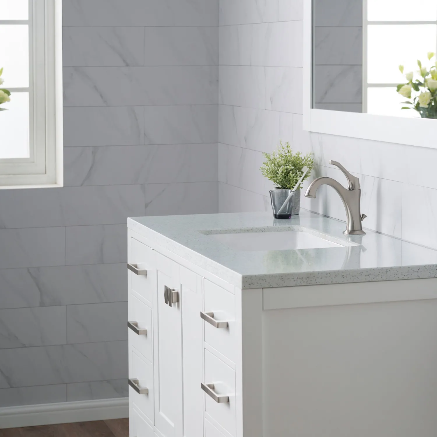 Sale Elavo Small Rectangular Ceramic Undermount Bathroom Sink in White with Overflow Undermount