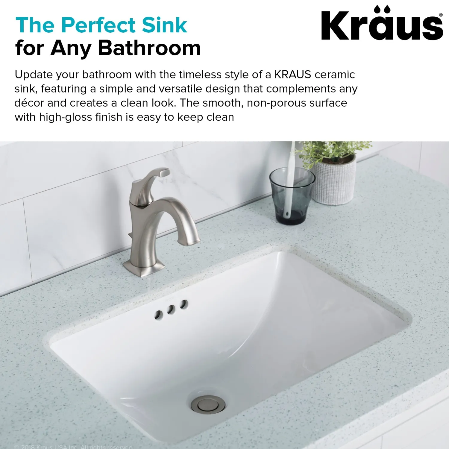 Sale Elavo Small Rectangular Ceramic Undermount Bathroom Sink in White with Overflow Undermount