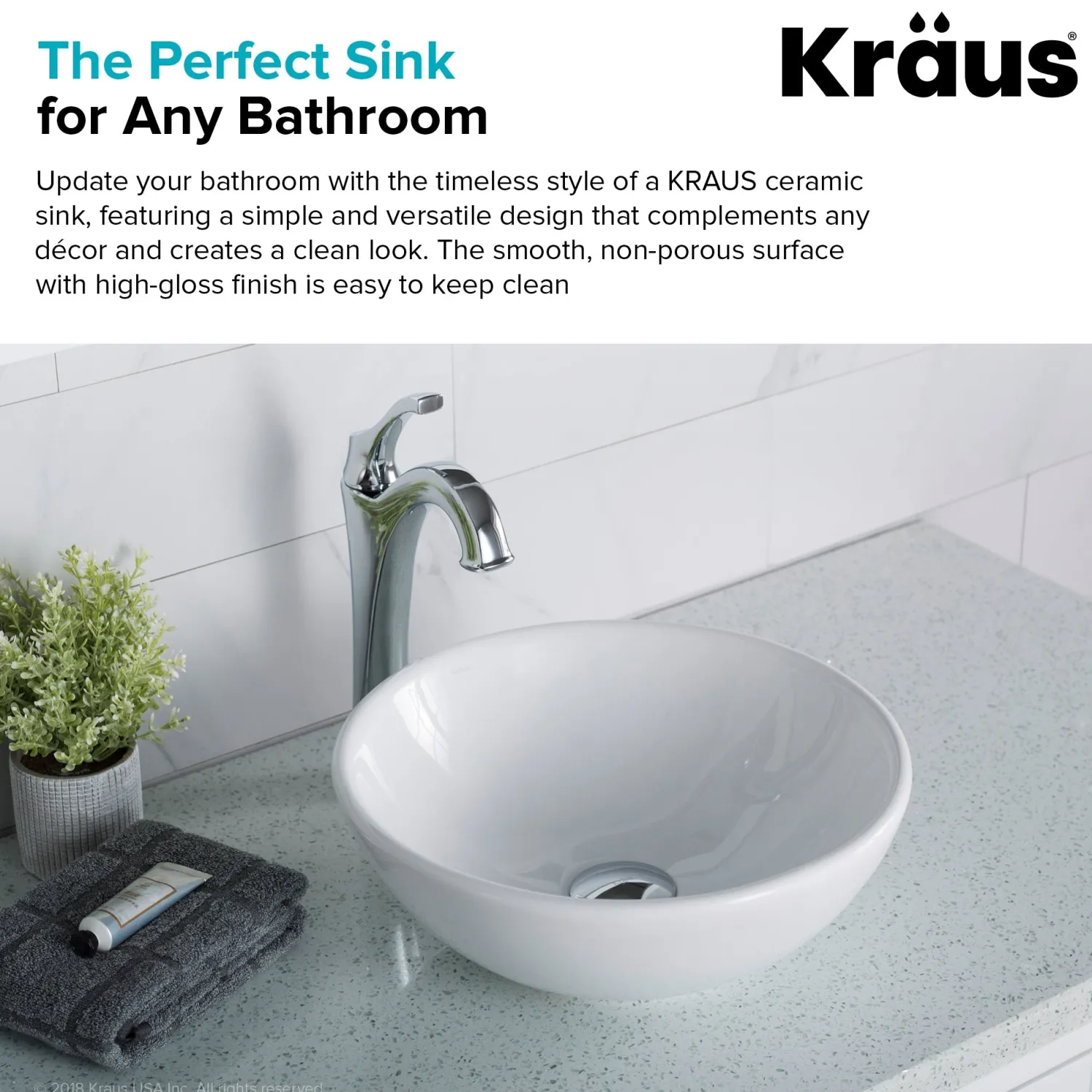 Hot Elavo Small Round Ceramic Vessel Bathroom Sink in White Above Counter / Vessel Sinks