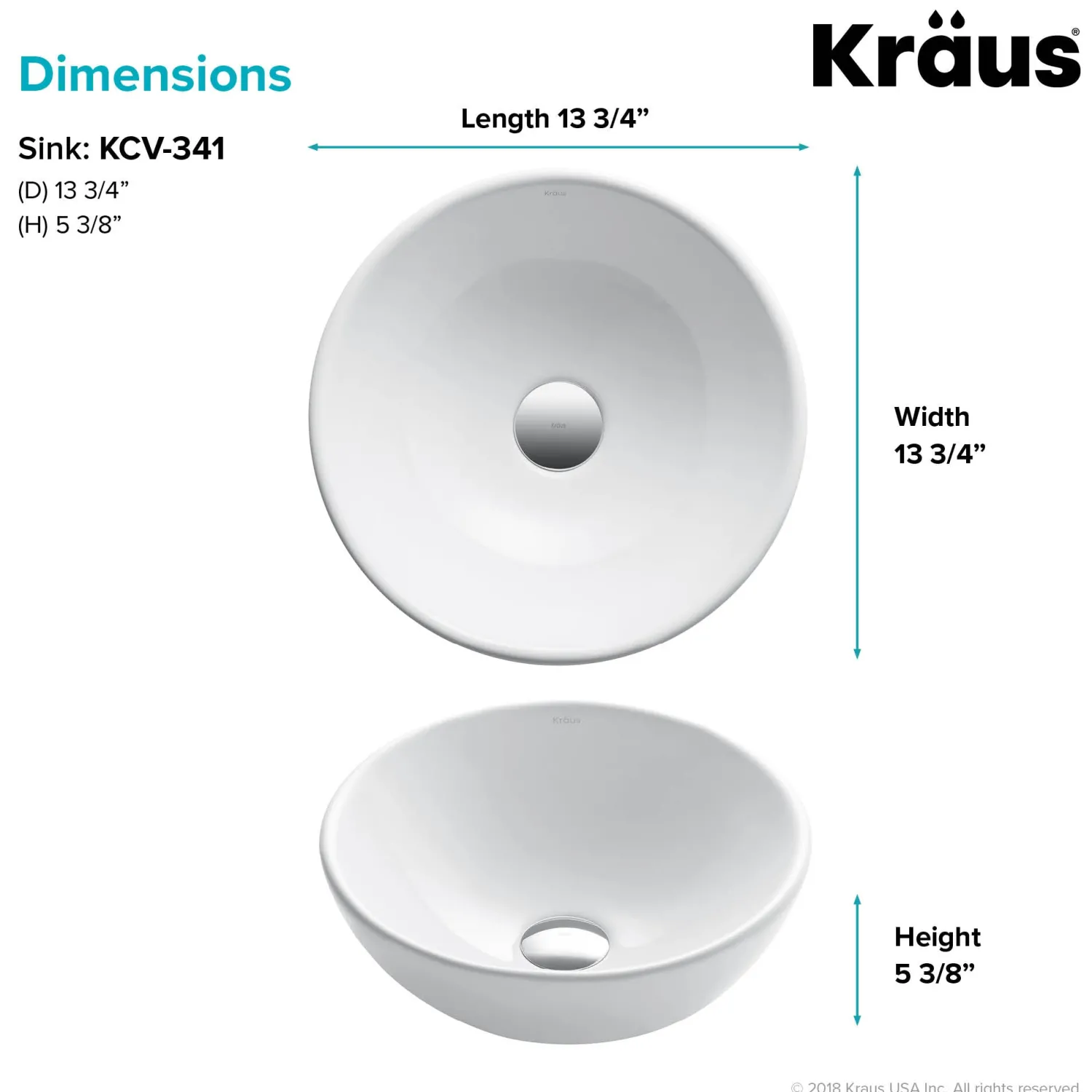Hot Elavo Small Round Ceramic Vessel Bathroom Sink in White Above Counter / Vessel Sinks