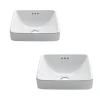 Outlet Elavo Square Semi-Recessed Vessel White Porcelain Bathroom Sink with Overflow, 16 1/2 " (2-Pack) Semi-Recessed Sinks