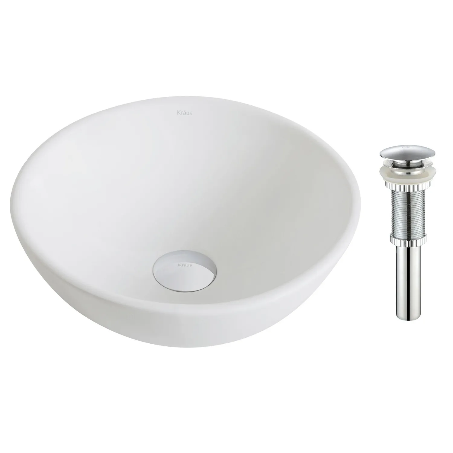 Discount ElavoWhite Ceramic Small Round Vessel Bathroom Sink & Pop Up drain Above Counter / Vessel Sinks
