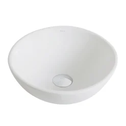 Discount ElavoWhite Ceramic Small Round Vessel Bathroom Sink & Pop Up drain Above Counter / Vessel Sinks