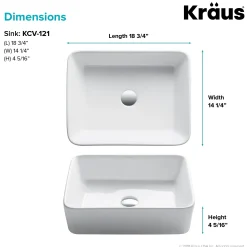 Best Elavo 19" White Rectangular Porcelain Bathroom Vessel Sink with Ramus Single Handle Vessel Bathroom Sink Faucet with Pop-Up Drain Sink And Faucet Combos